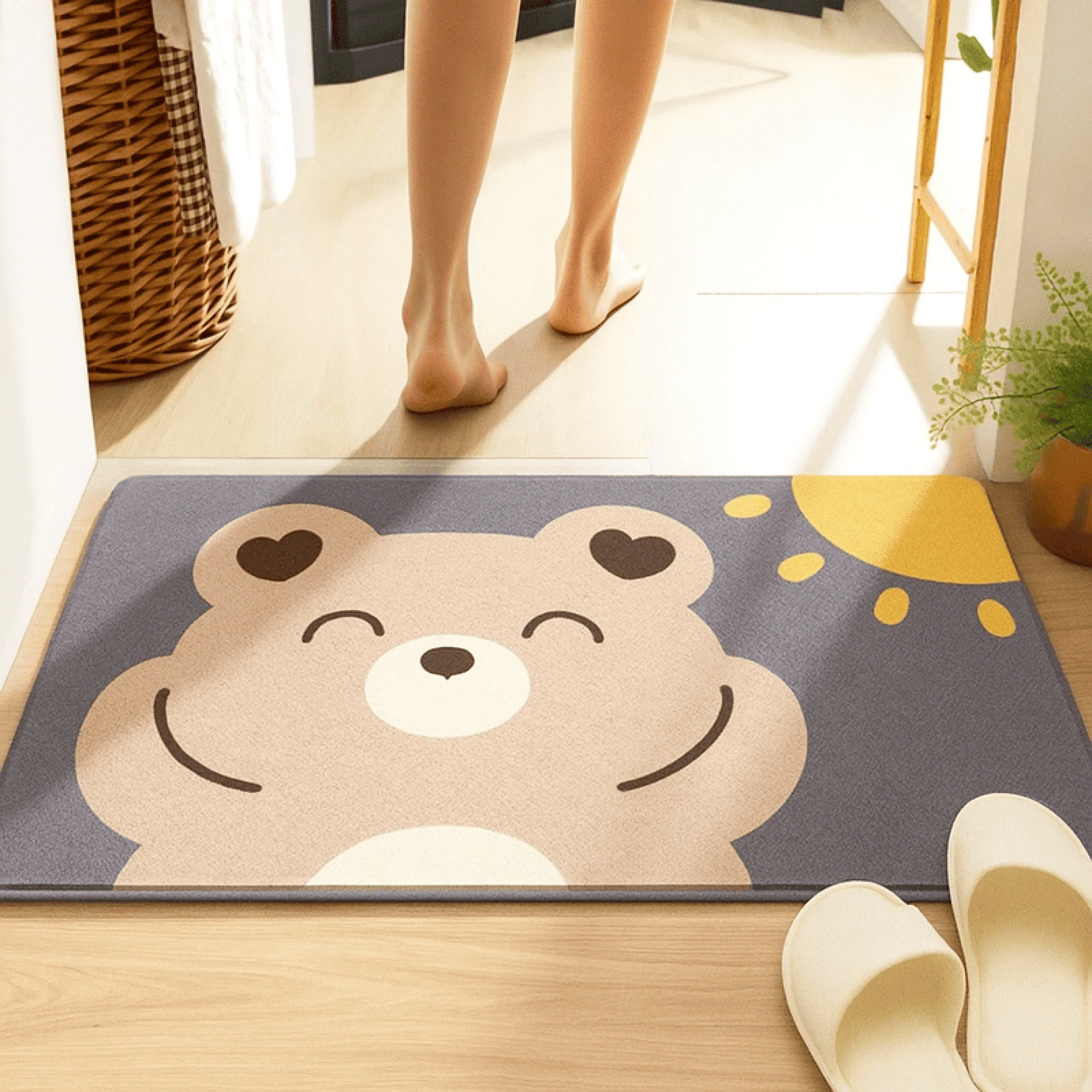 Crystal Velvet Doormat, Anti-Slip, Cute Animal Pattern, Size 60X40 cm Dt02