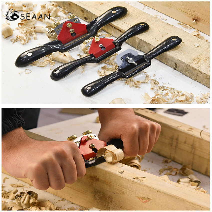 Gỗ planer chế biến gỗ tay bào công cụ mini Sharp tốc độ cao có thể điều chỉnh lưỡi dao sắt 9 inch thợ mộc công cụ