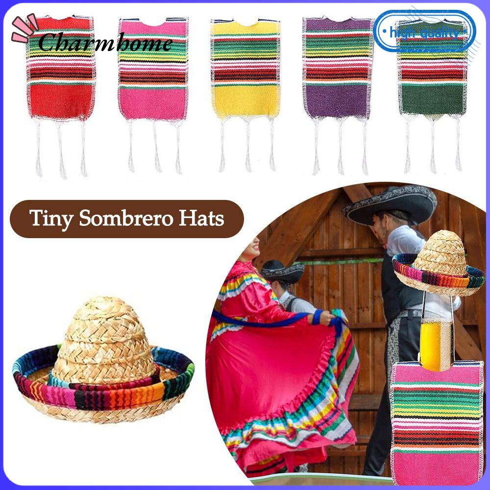 CHARMHOME Chủ đề Mexico Mũ sombrero nhỏ Trang trí lễ hội Đầy màu sắc Vỏ áo ponsô bia Phụ kiện Trang trí tiệc Bình serapes