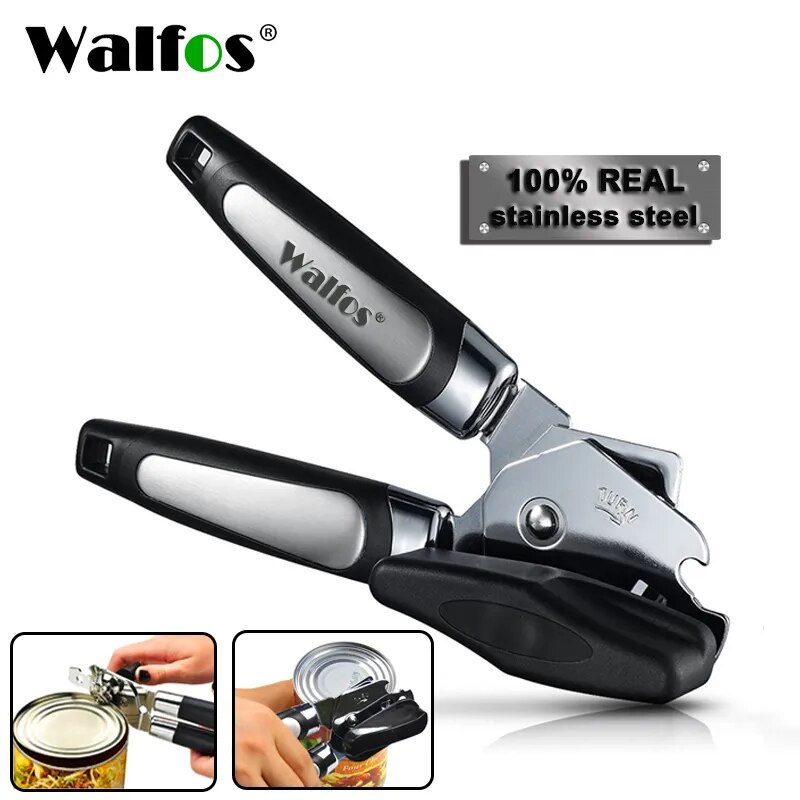 WALFOS High Quality Stainless Steel Cans Opener Professional Ergonomic Manual Can Opener Side Cut Manual Can Opener