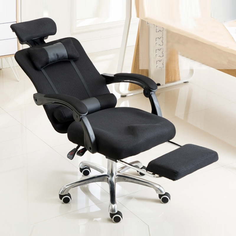 Computer Gaming Chair Office Chair Home Esports Net Cloth Lifted Rotated Footrest Reclining Chair with Aluminum Alloy Feet