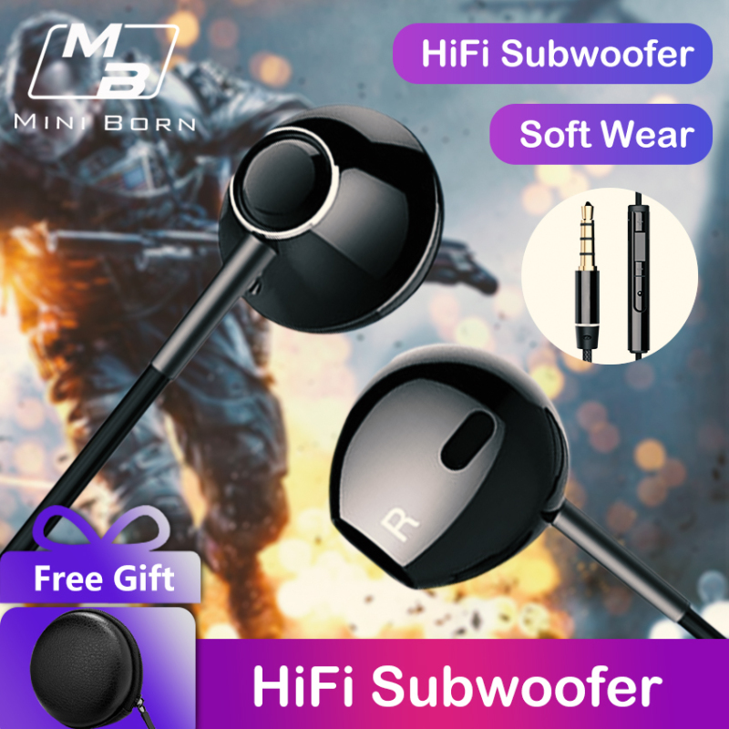 Mini Born In Ear Headphones Earphone Headset Wired Earbuds Noise Cancelling HIFI Sound Quality TPE Wired No Ear Pain Earphone HIFI Subwoofer Headset with HD Microphone Free Case Singapore