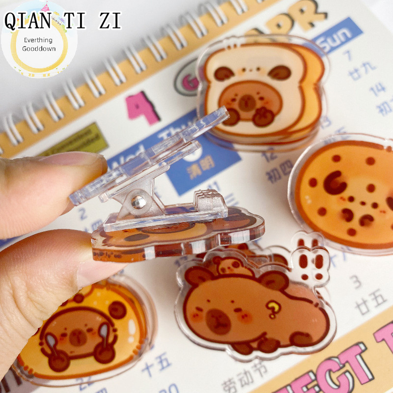 QIAN TI ZI Everthinggooddown การ์ตูน capybara หมายเหตุชั้นวางสองด้าน PP คลิปการจัดเก็บชั้นวางหนูแฮมสเตอร์ Lang โฟลเดอร์กระดาษจัดเก็บโรงเรียนเครื่องเขียน ราคา 8 บาท*ส่งฟรี