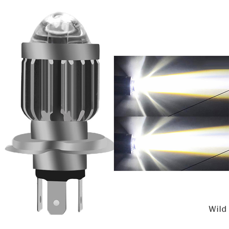 Wild P15D-25-1 ống kính mắt cá LED H4 ba20d Đèn Pha Xe Máy bóng đèn màu vàng trắng