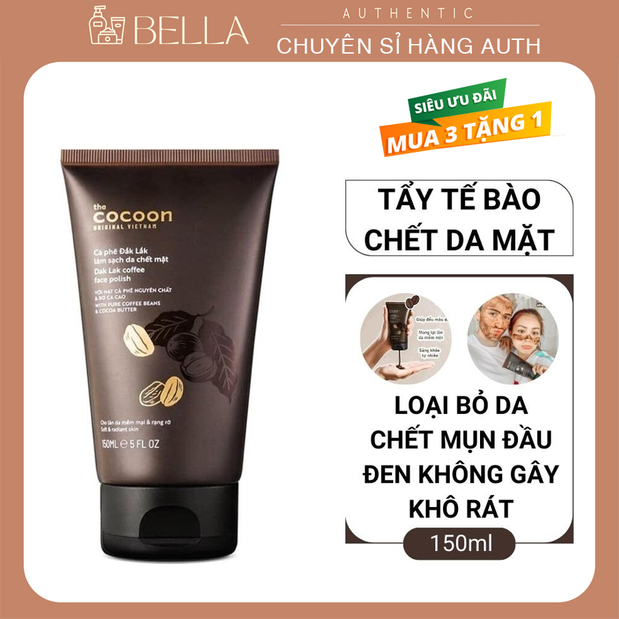 Tẩy da chết mặt COCOON 150ml chiết xuất Cà Phê Đắk Lắk làm sạch tế bào chết mặt