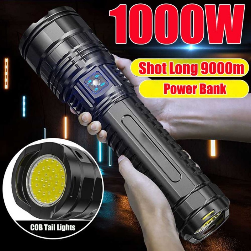 Đèn pin 4km đèn pin 100000 lumens đèn pin mạnh mẽ đèn báo nguy có thể sạc lại siêu sáng đèn pin có thể sạc lại đèn pin chiến thuật đèn pin laser trắng chịu lực cao đèn pin lớn đèn làm việc dẫn ánh sáng di động cắm trại đèn