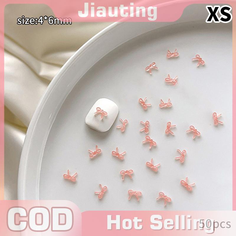 Jiauting 50pcs resin Bow Nail Charm số lượng lớn kết hợp kích thước 3D Ribbon bowkont Mini Kawaii Na