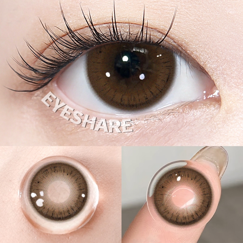 eyeshare 1 cặp kính áp tròng màu sô cô la 14.2mm mắt to nâu sẫm Vận chuyển nhanh