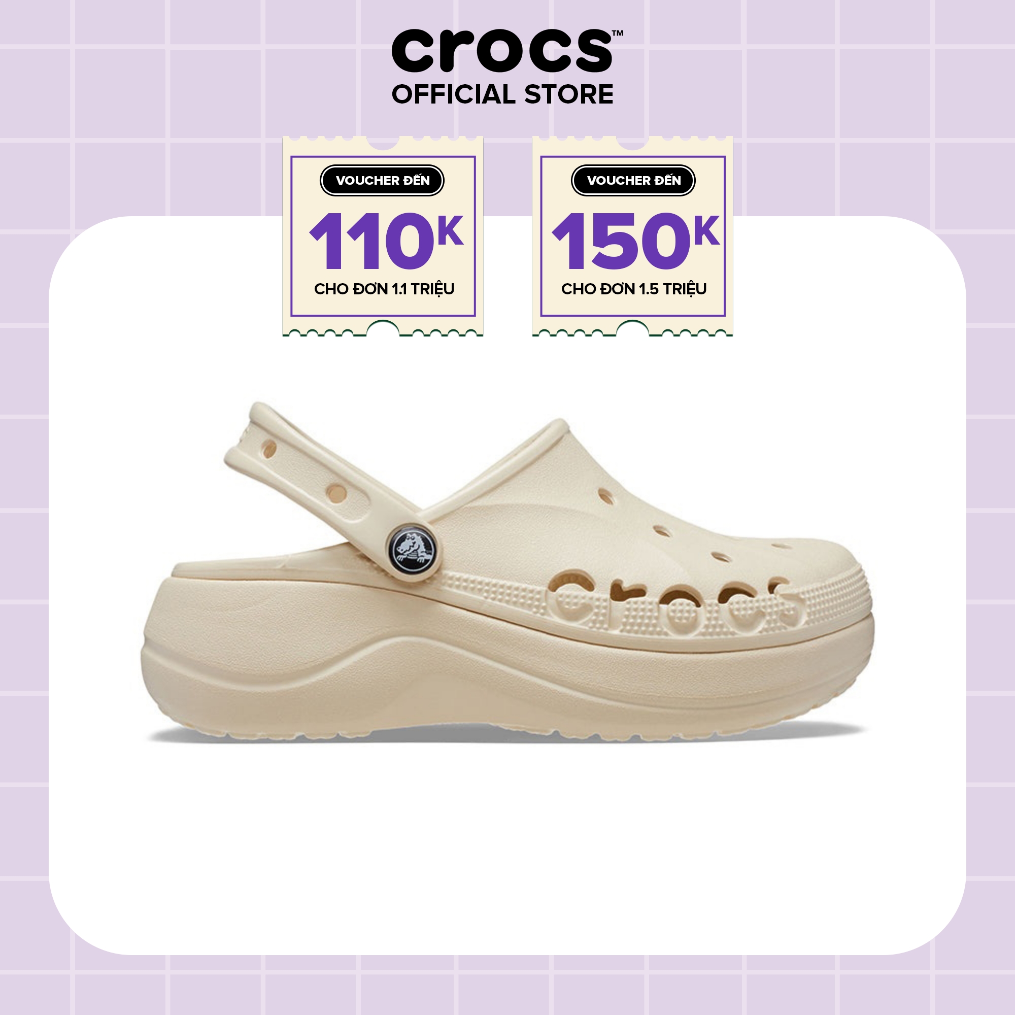 Giày Clog Nữ Crocs Baya Platform Clog - Winter White