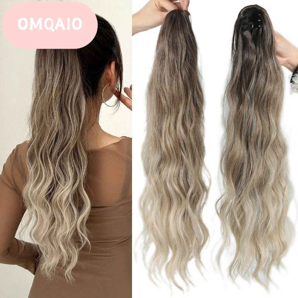 OMQAIO สีบลอนด์สีน้ำตาลแบบไล่เฉด วิกผมหางม้า ที่ต่อผม สังเคราะห์สังเคราะห์สังเคราะห์ ผมหางม้าสำหรับใช้ต่อ ทนความร้อนทน ของปลอมปลอม ชิ้นผมหยักลอนยาว สำหรับผู้หญิง ราคา 219 บาท*ส่งฟรี