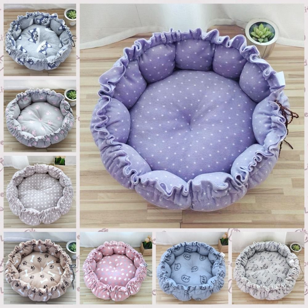 FDGED Plush Winter Cat Kennel Cloth Soft Cat Pumpkin Nest Dog Bed House Round Cat Soft Bed Kitten