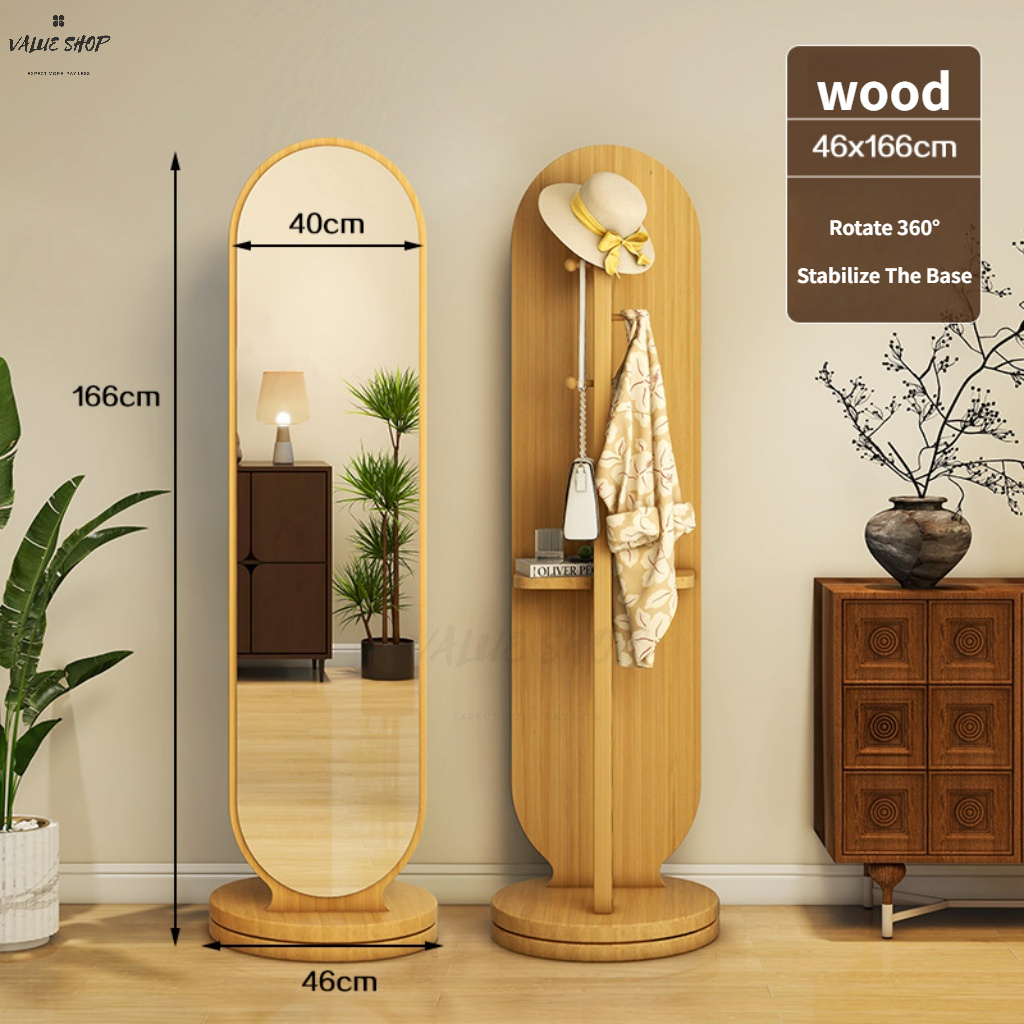 [SG Stock]Full Body Mirror Mobile Standing Dressing Mirror Rotating Full-Length Mirror