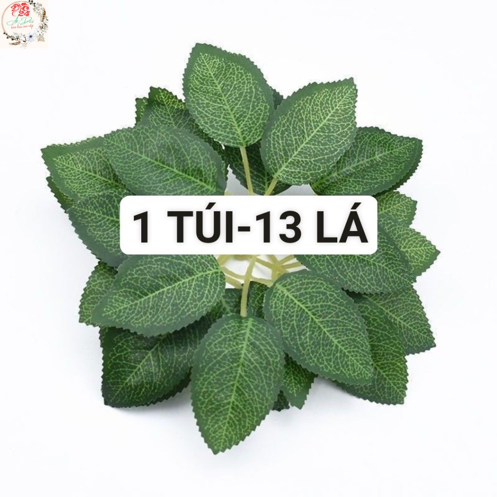 Túi 13 Lá hồng gân trang trí,lá hồng in gân 3d cụm 6 lá dùng cắm hoa sáp,hoa nhựa, hoa giả_LM101