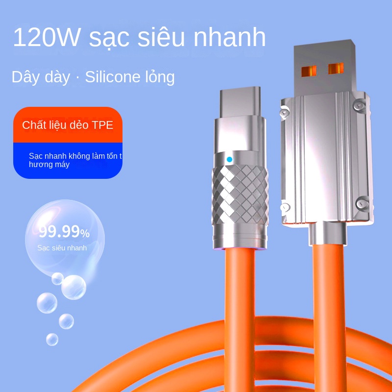 Nóng bán dây cáp sạc nhanh 120w 6a bằng hợp kim kẽm và silicon