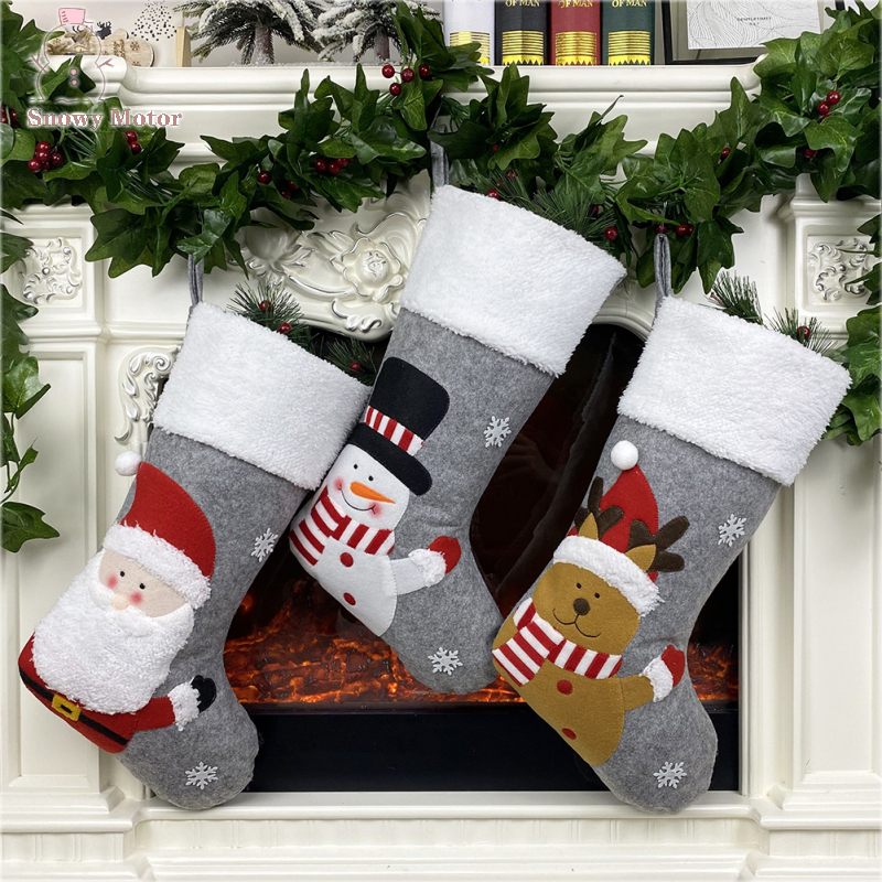 New Year Christmas Stocking Sack Xmas Gift Candy Bag for Home Sock