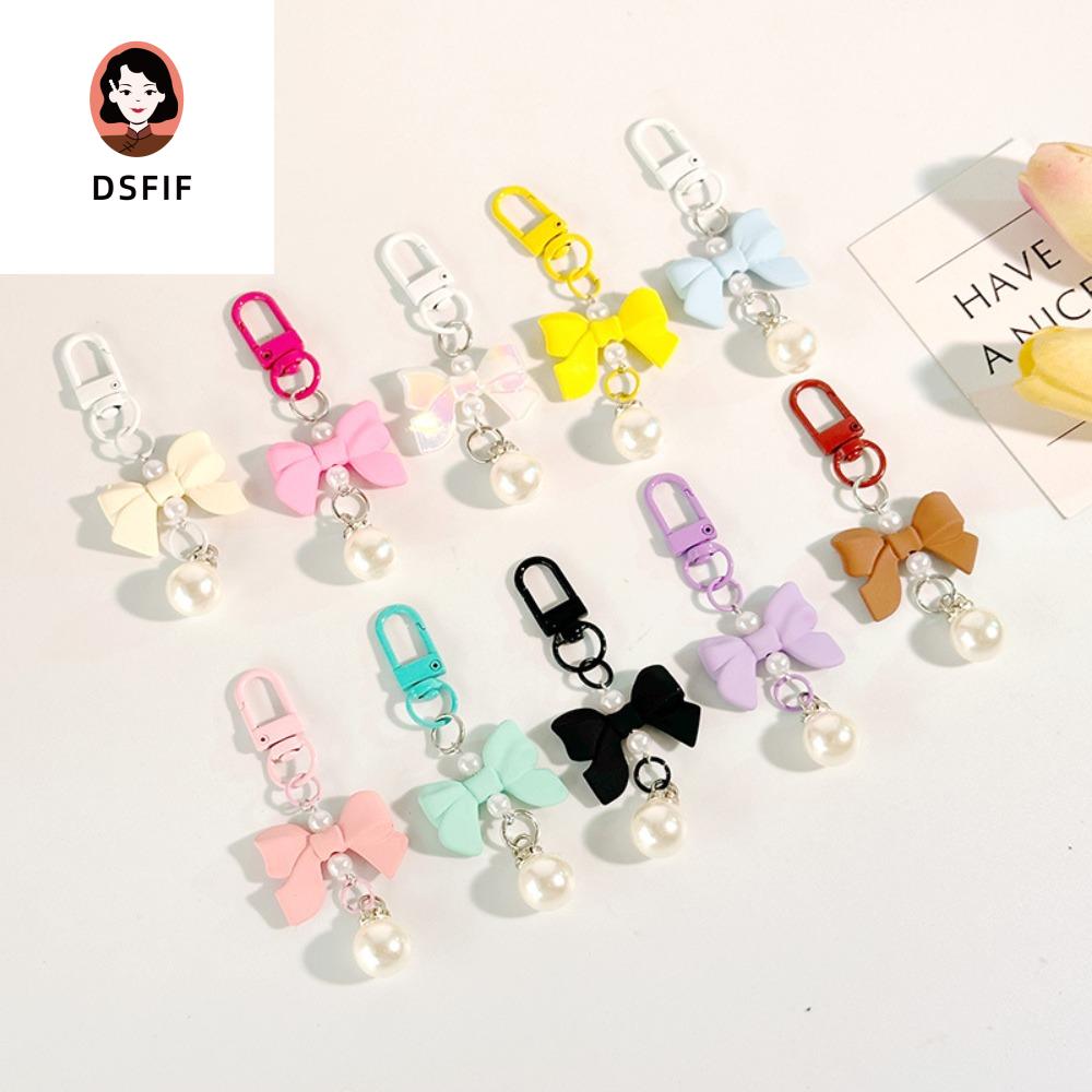 DSFIF Màu kẹo dây chuyền thắt nơ màu kẹo ngọt dây chuyền Móc chìa khóa Móc khóa nơ giả Sáng Tạo Đồ trang trí Móc khóa thắt nơ Quà Tặng Con Gái