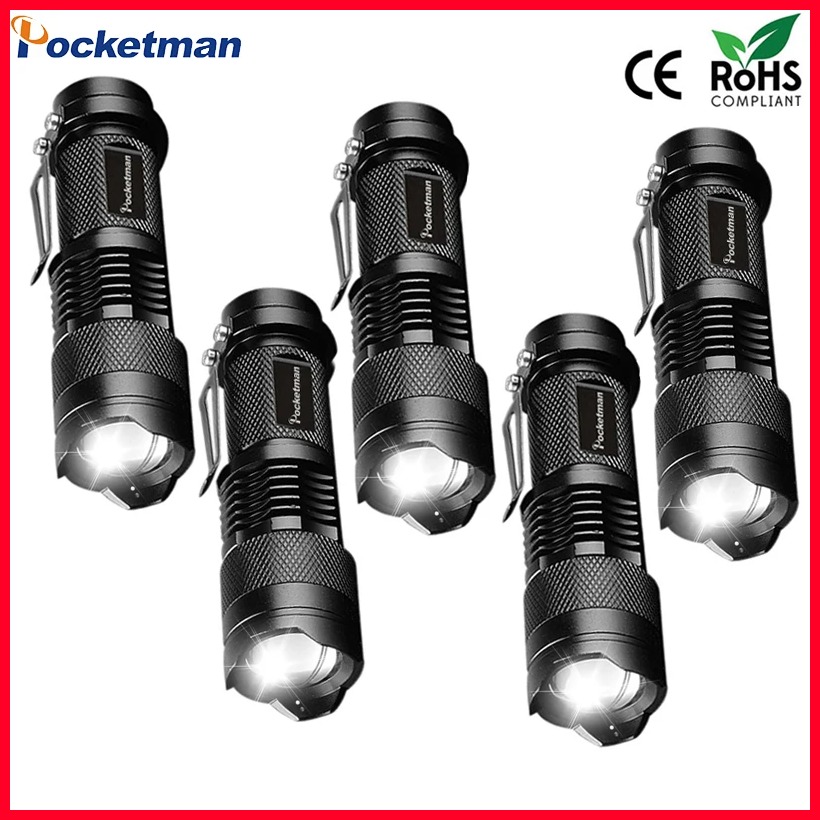 【HOT FLASHLIGHT 635】 5 PCS Mini Brightest Led Flashlight Tactical Flashlights Powerful LED Torch  Zoomable Flashlamp Powered by AA batteries or 14500