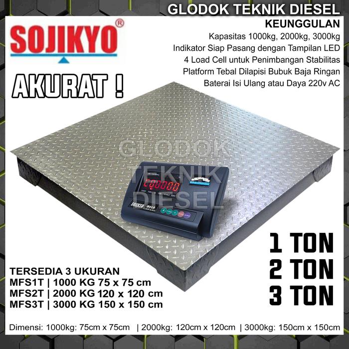 SOJIKYO TIMBANGAN LANTAI DIGITAL 1, 2, 3 TON MEGA FLOOR SCALE PLATFORM-ROSES STOREA Harga 8,294,000 rupiah*Gratis Ongkir