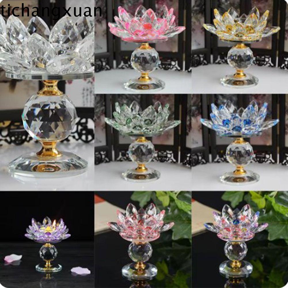 TICHANGXUAN 8 màu Giá nến hoa sen pha lê Trang trí Móng Guốc Trong suốt Chân nến tượng nhỏ hình hoa sen Mô phỏng Đồ trang trí Chân nến hoa sen Phòng khách