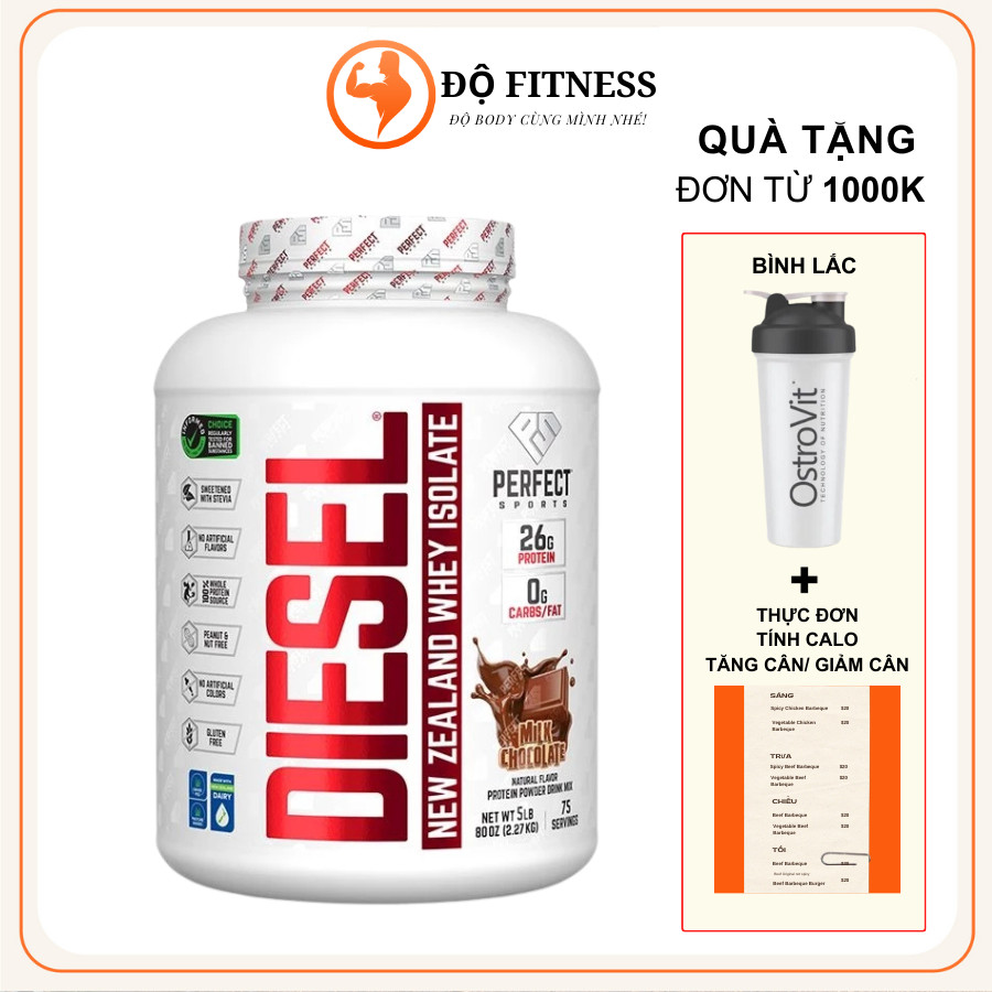 Diesel Whey Protein Isolate 2.3kg (5LBS) Sữa Dinh Dưỡng Tăng Cơ Nhanh Giảm Mỡ 0 Đường 0 Lactose - Pe