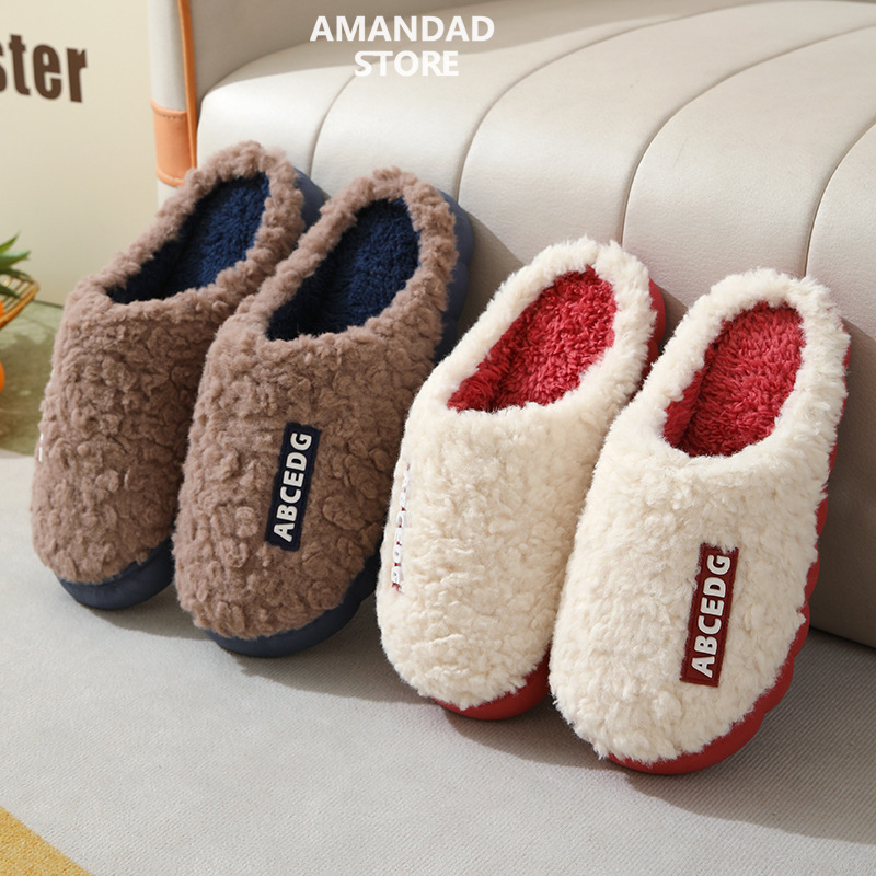 QiaoYiLuo Indoor slippers, plush comfortable slippers, soft sole slippers