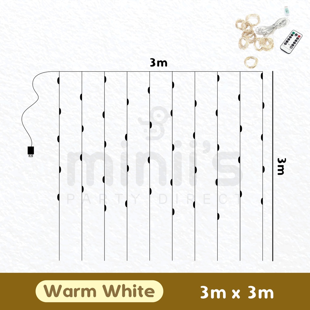 Miniis 3M LED Curtain Lights warm white light wireless waterproof Decoration For Home Window