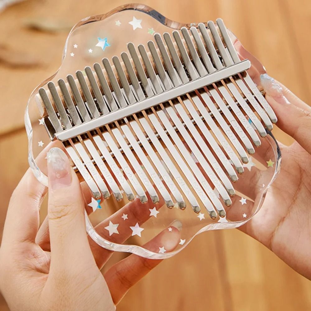 A5TG Trong suốt Đàn Piano ngón tay kalimba Hoa 17 Phím Đàn Piano Pha Lê Acrylic Sao năm cánh Đàn Piano ngón tay cái Nhạc cụ bàn phím cho người bắt đầu