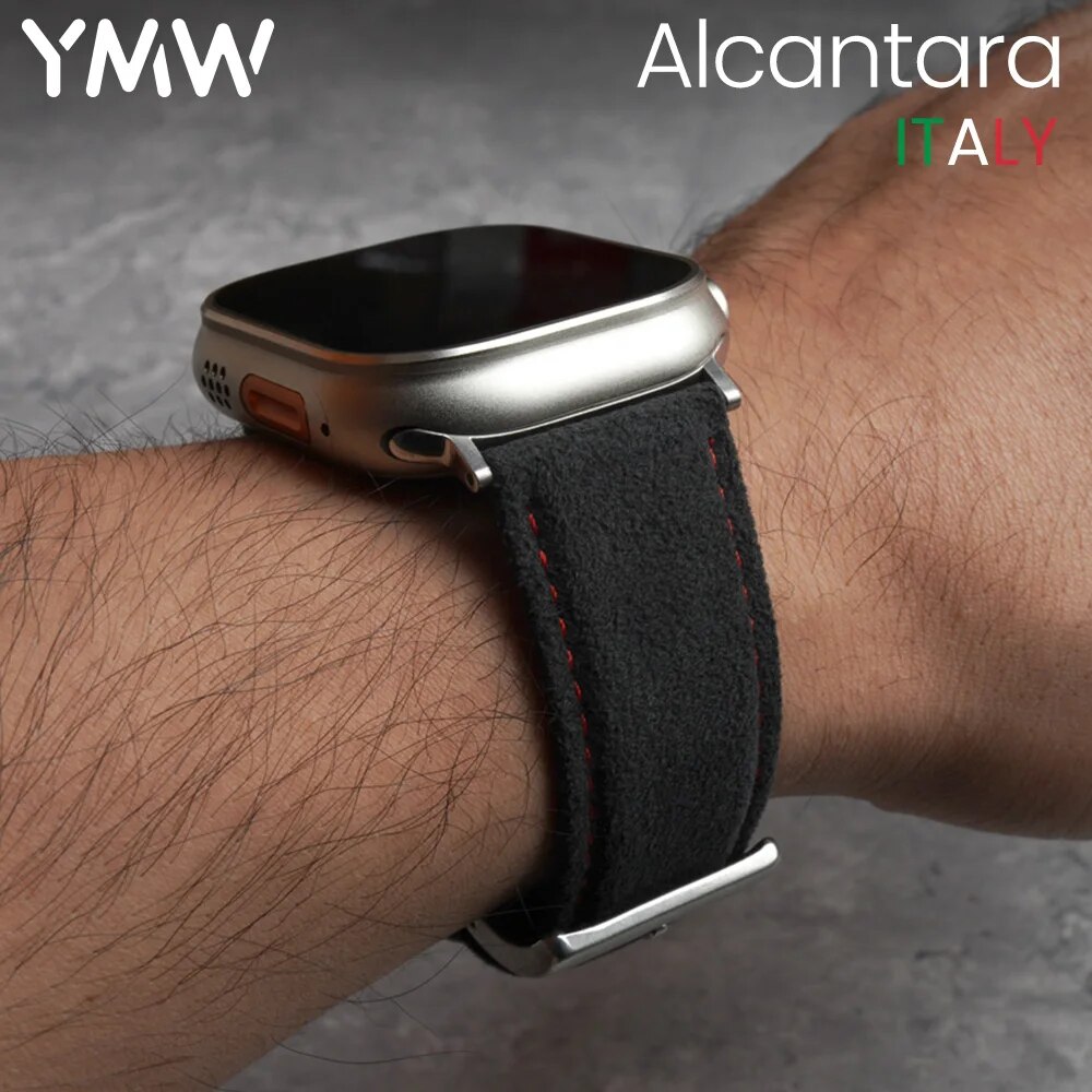 YMW ALCANTARA Strap For Watch Band Ultra 2 49Mm 45Mm 44Mm 41Mm Suede Leather Artwatch Accessories For Iwatch S9 8 7 6 SE