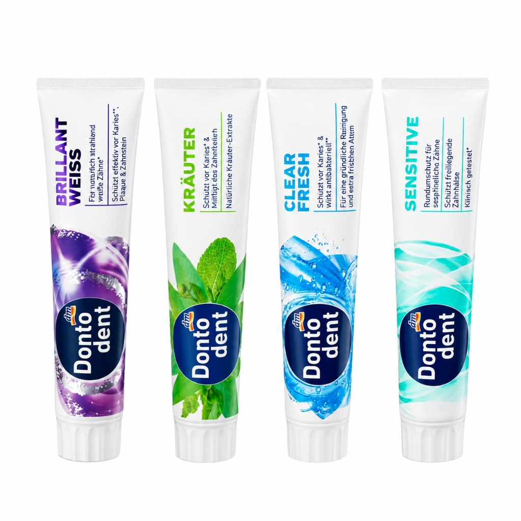 Kem đánh răng Dontodent 125ml nội địa Đức thảo dược trắng răng thơm miệng nhiều loại