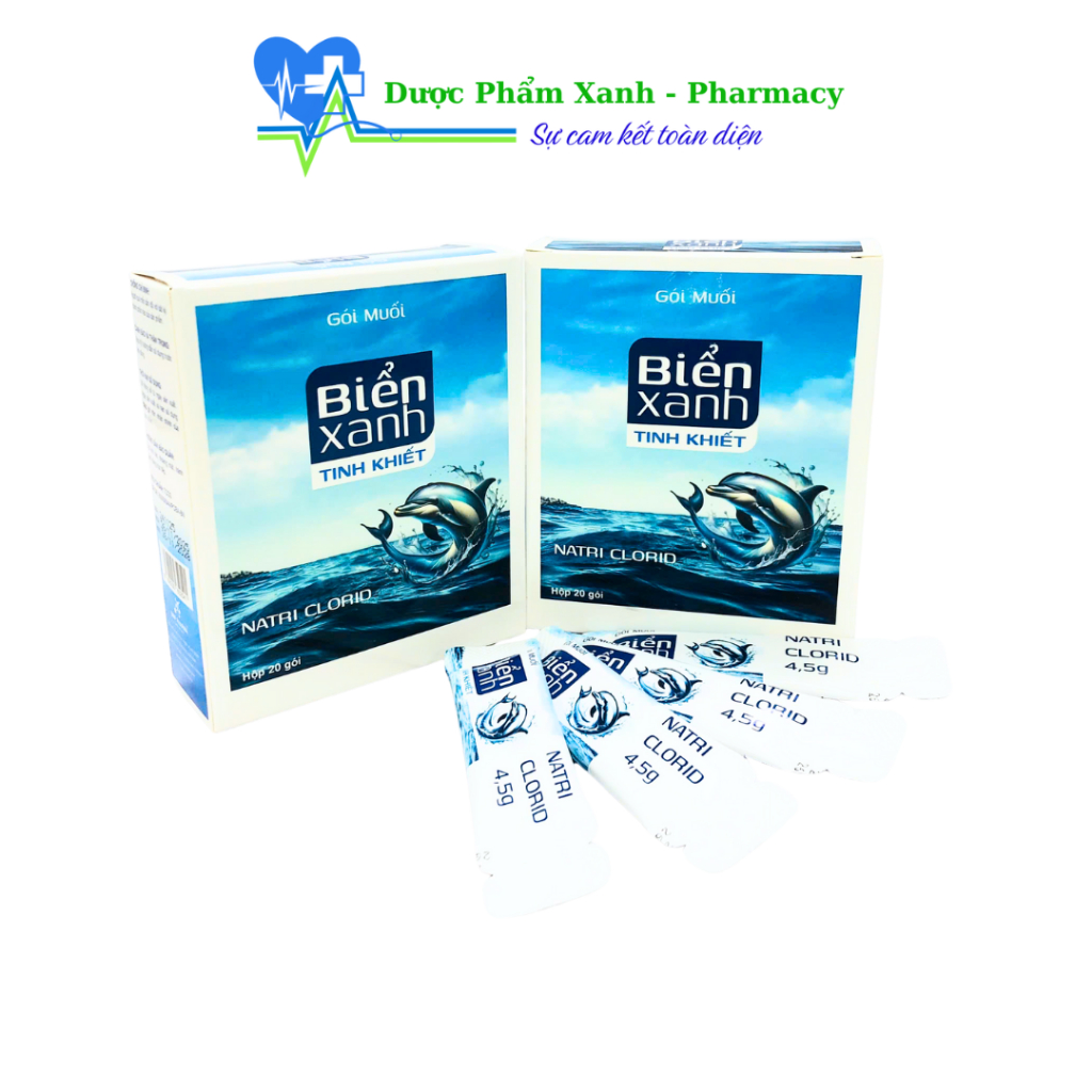 Gói Muối Biển Xanh Natri Clorid Tinh Khiết Hỗ Trợ Giảm Viêm, Hôi Miệng – Hộp 20 gói