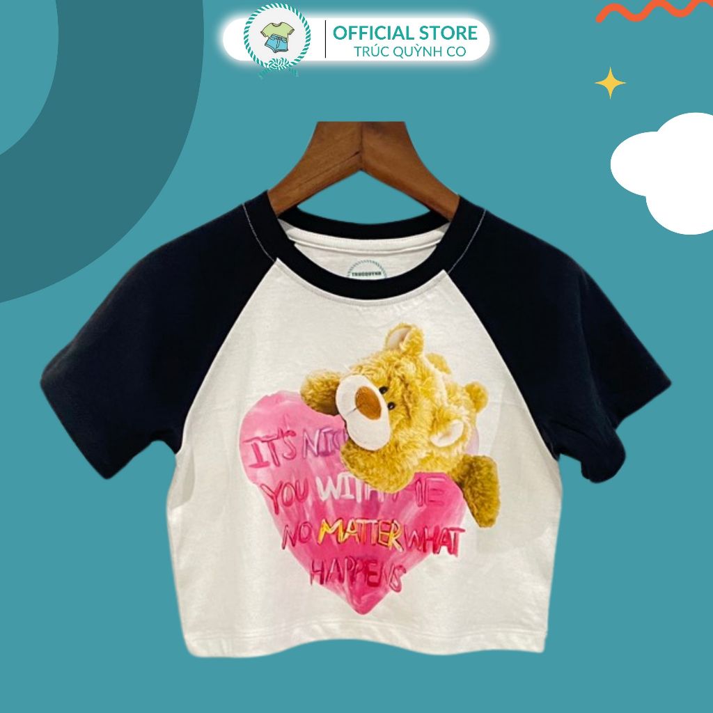 Áo Thun Croptop In Hình Gấu Teddy Nữ Trúc Quỳnh Co (12-33kg) - 9