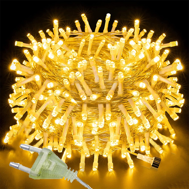 【8 Modes】20M 200 LED Outdoor String Lights Waterproof Lamp for Indoor Outdoor Christmas Lights WeddingParty Decorations(Plug-in)