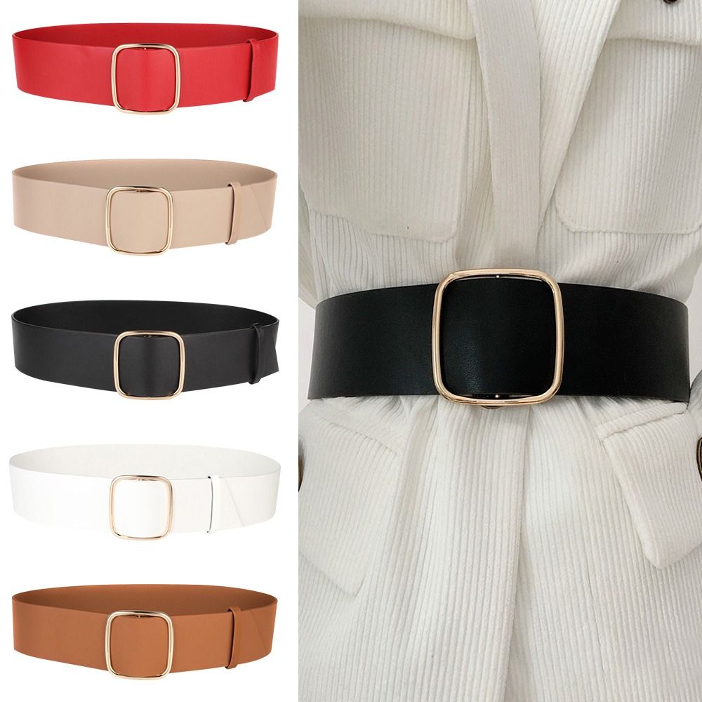 TIDINGS Thiết Kế sang trọng Retro Giản dị Da Vành Đai Rộng Dây Đeo Thắt Lưng Không có-Lỗ Khóa Dây Thắt Lưng Quần Váy Thắt Lưng