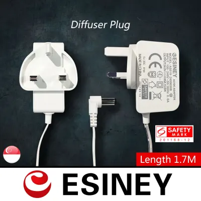 Esiney SG Seller Diffuser Plug AC/DC Adapter 24V Diffuser Power Cord for 120ml 150ml 200ml 300ml 400ml 500ml Essential Oil Diffusers Humidifiers Replacement Adaptor, Diffuser Adapter White (Input 100V-240V, Output 24 Volt)