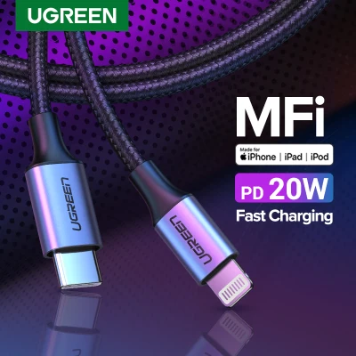 【MFI Certified by Apple】UGREEN 20W Fast Charging USB C Cable for iPhone 12 Pro Max 11 XS, PD4.0 QC3.0 USB Type-C Cable for iPad Air 2020, for iPad Pro Nylon Braided Lightning Cable