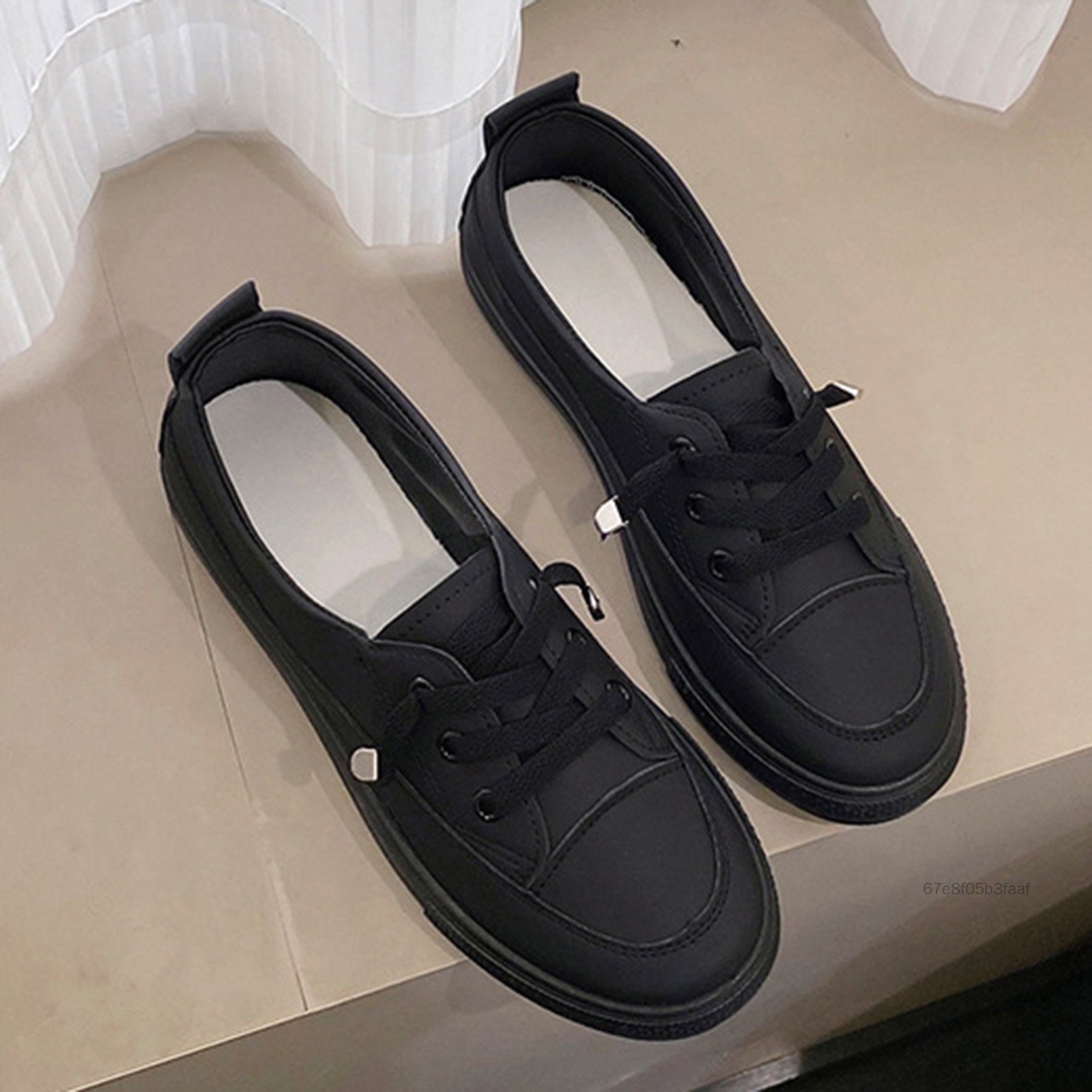 Women Fashion Sneakers Front Lace Up Design Solid Color Flat Sneakers for Holiday Birthday Gift 5LA-zlz-VN - 4