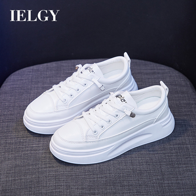 IELGY White Shoes Women's 2024 New Breathable Board Shoes Korean Version Heightened Flatwood Casual Students ราคา 509 บาท*ส่งฟรี