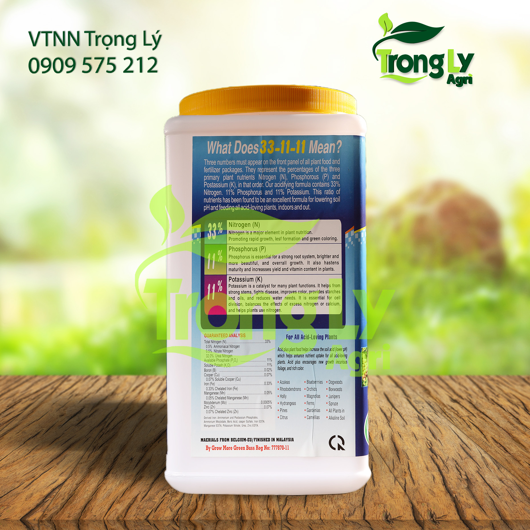 Phân bón lá cao cấp Grow More 33-11-11 + TE Acid Plus Plant food Chính hãng nhập khẩu Malaysia (Gói ~230gr)