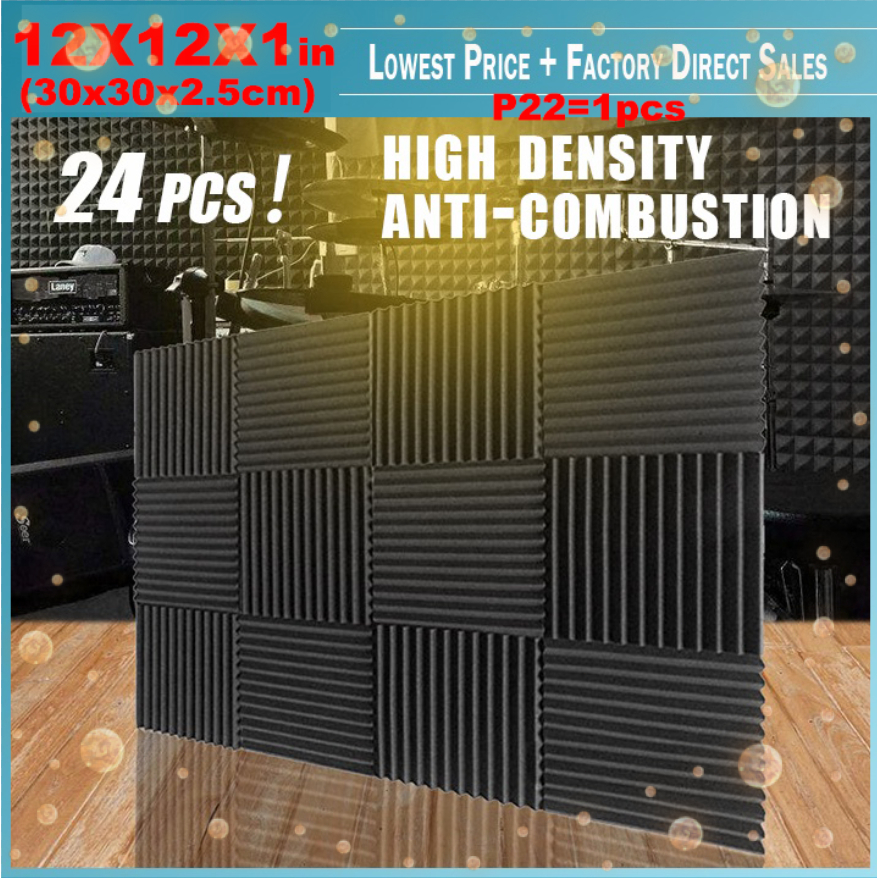 24 Pack-30*30*3cm Soundproof Sponge Insulation Foam Fire Resistant Durable Acoustic Wall