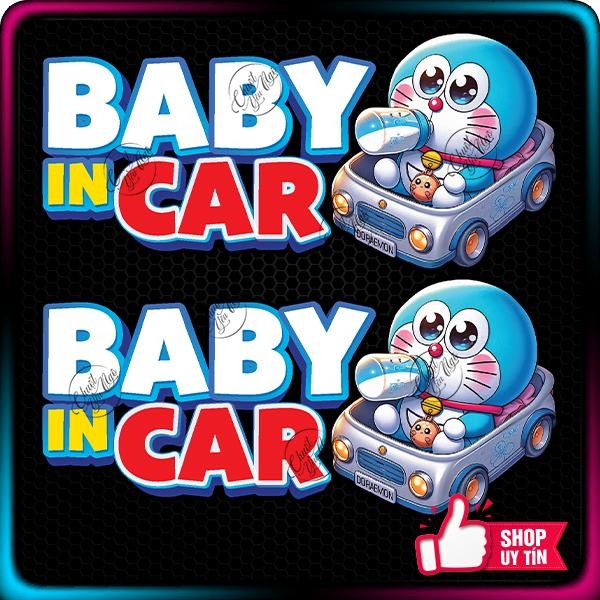 Combo 2 miếng decal BABY IN CAR DORAEMON dễ thường trang trí ô tô hình dán xe hơi có trẻ em trong xe cao cấp Giá 18,000 Đồng*Miễn phí vận chuyển