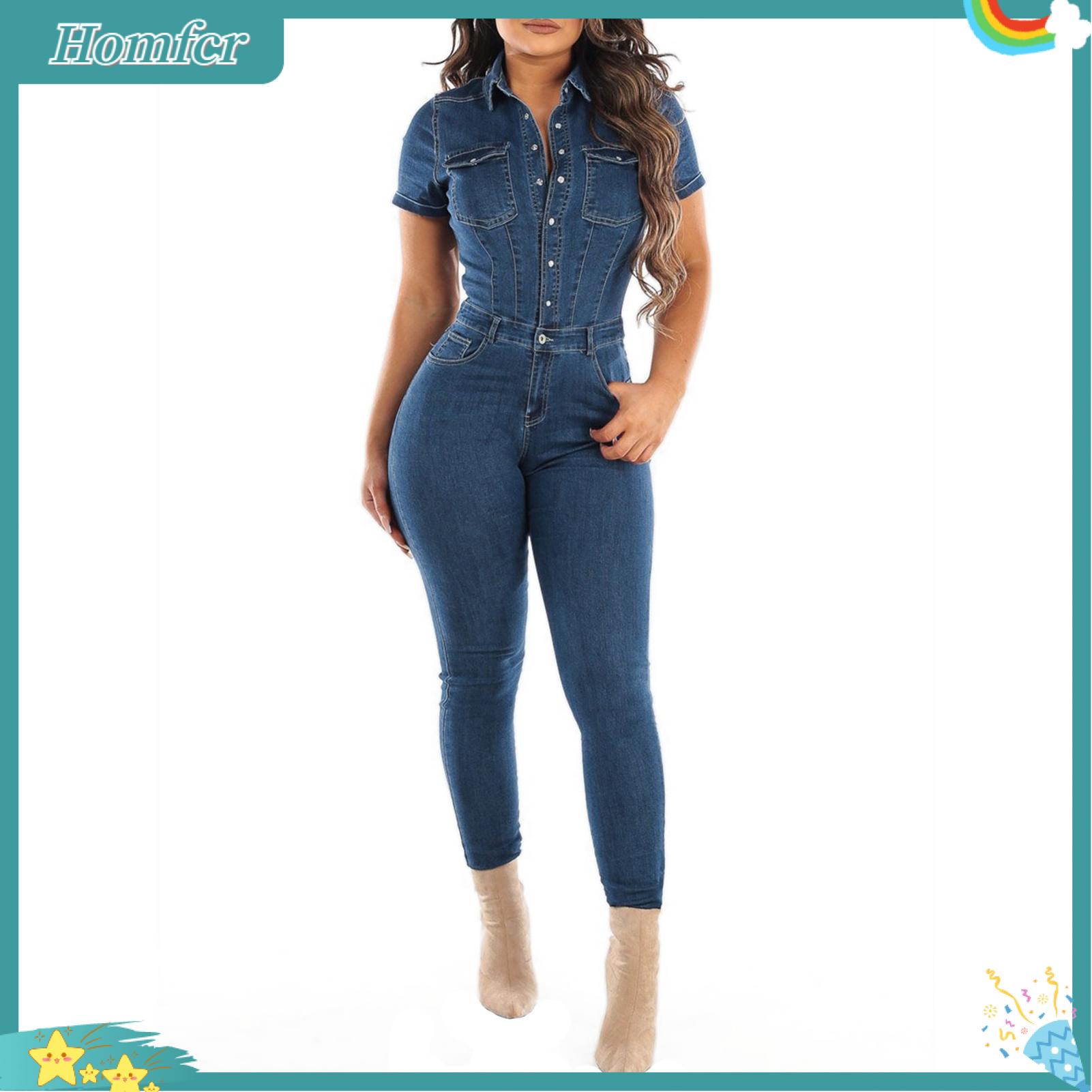 Thoải Mái Jumpsuit Cho Phụ Nữ Phụ Nữ Jumpsuit Cotton Pha Trộn Của Phụ Nữ Jumpsuit Denim ôm vừa Quần 