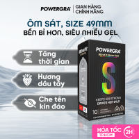 Bao cao su Powergra UltraFit - Siêu mỏng size 49mm tăng thời gian - Hộp 10 cái