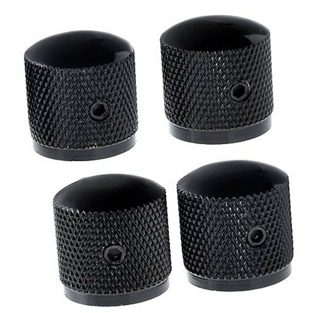 YH4F 4 PCS Đen Kim loại Cờ lê Guitar điện Bass Bộ phận đàn Guitar Núm điều chỉnh giai điệu Núm vòm