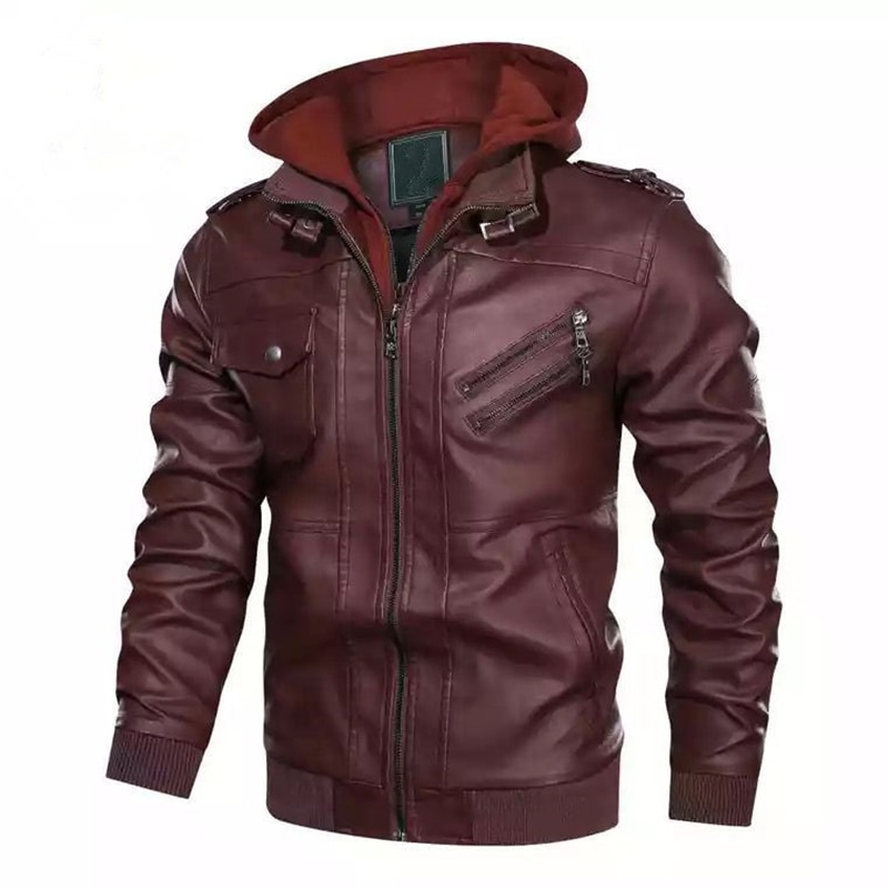 Men Brand Winter Leather Jacket Coat Men Fashion Hooded Motorcycle PU Jacket Men Casual Biker Faux Leather Jackets Men