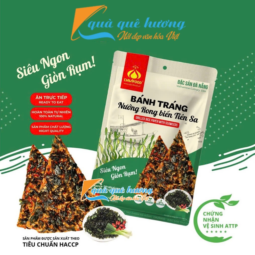 Combo 5 gói Bánh tráng nướng Rong Biển Tiên Sa Davifood 40g giòn rụm - Đặc sản Đà Nẵng