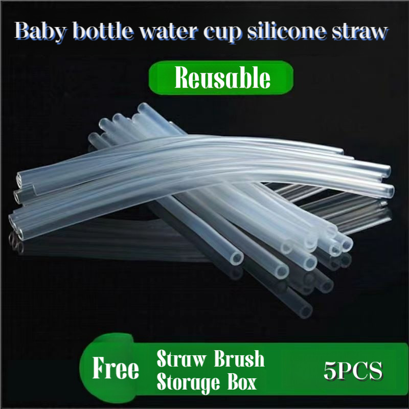 Ống hút Silicone- Chất liệu cấp thực phẩm có thể tái sử dụng- phụ kiện cho bé thay thế có thể giặt được