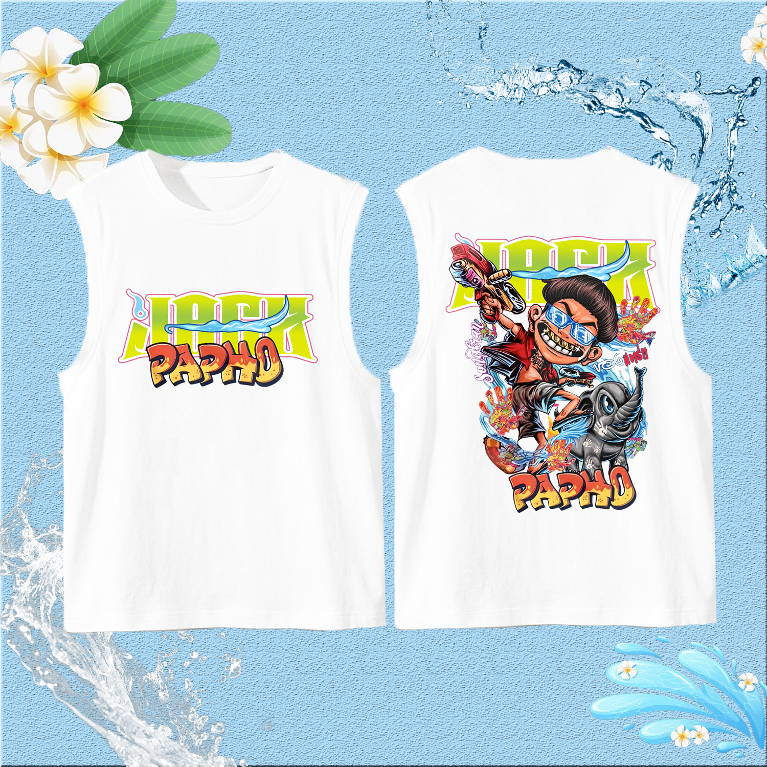 Jack Papho & Songkran Festival เสื้อกล้ามคอกลมผ้าคอตตอนสงกรานต์ชาย ราคา  129 บาท*ส่งฟรี