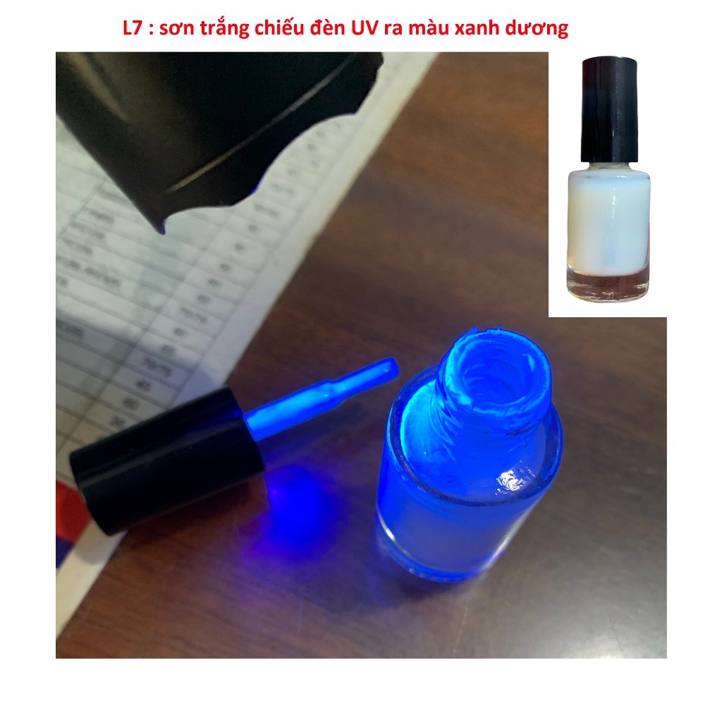 Chai Sơn Màu Dạ Quang 5ml chuyển màu khi đèn UV chiều vào không phát trong đêm