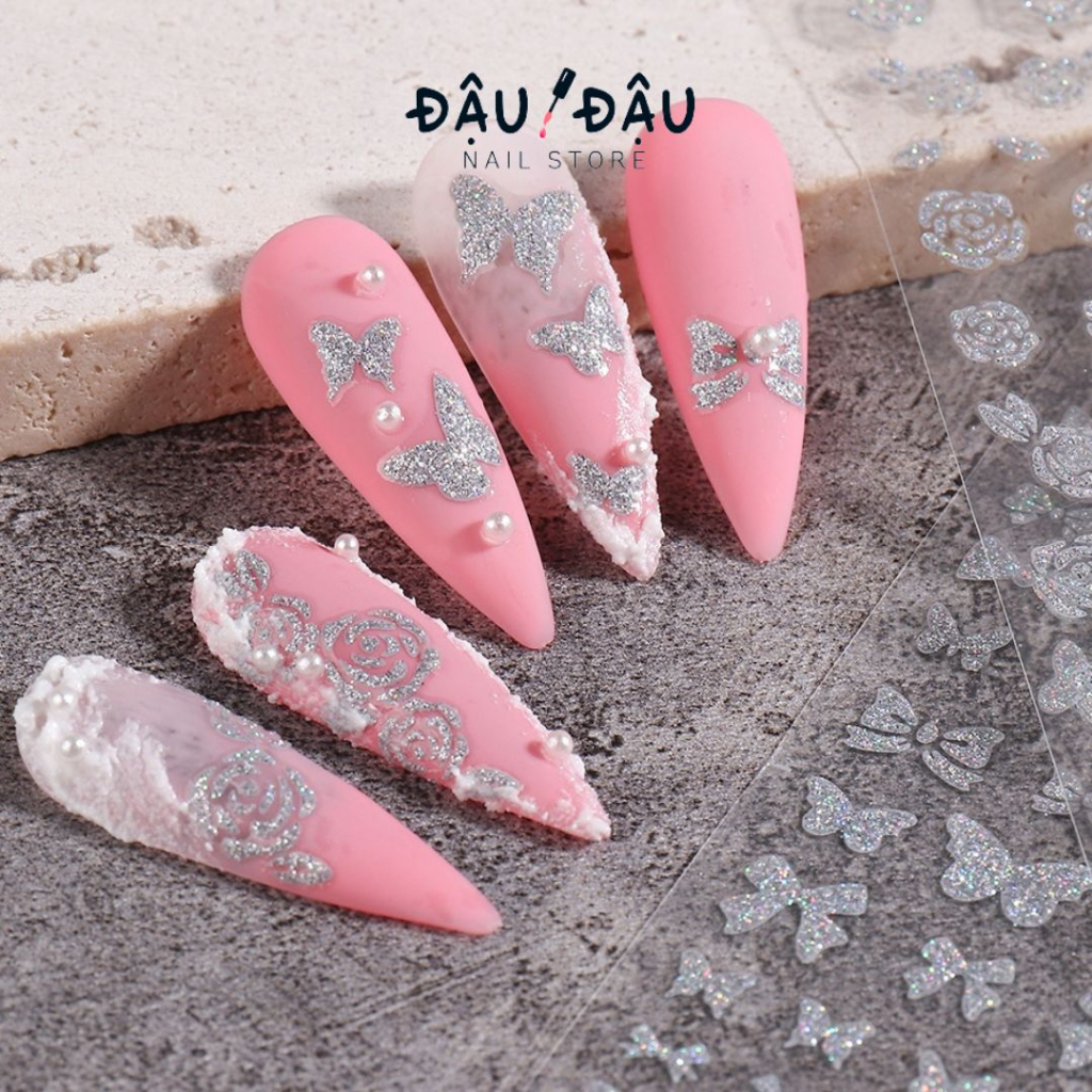 Sticker flash bạc lấp lánh trang trí móng - Phụ kiện nail chuyên nghiệp giá rẻ