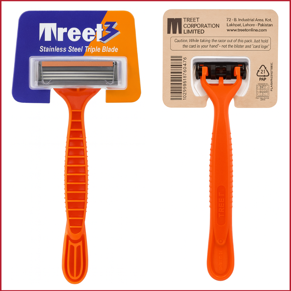Treet 3 Razor Pack (Triple Blade) (Pack Of 1,3,6,12,24,48) Men's Razor Hygine Razor For Men Disposable Shaving Razor For Men  Shaver Under Arm - Unwanted Hair Remover Hair Removal Treet Razor For Men Treet 3 Blade Razor Hair Trimmer Hygiene Razor Treet